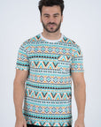 Men's Cotton White Aztec Print T-shirt