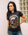Women's Cotton American Legend Graphic Print Black T-shirt