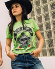 Women's Cotton American Legend Graphic Print Green T-shirt