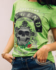 Women's Cotton American Legend Graphic Print Green T-shirt