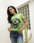 Women's Cotton American Legend Graphic Print Green T-shirt