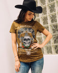 Women's Cotton American Legend Graphic Print Gold T-shirt