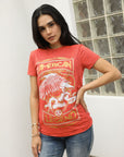 Women's Cotton American Legend Graphic Print Pink T-shirt