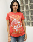 Women's Cotton American Legend Graphic Print Pink T-shirt