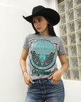 Women's Cotton American Legend Graphic Print Light Gray T-shirt