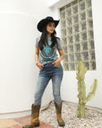 Women's Cotton American Legend Graphic Print Light Gray T-shirt