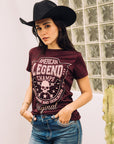Women's Cotton American Legend Graphic Print Wine T-shirt