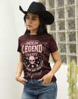 Women's Cotton American Legend Graphic Print Wine T-shirt