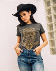 Women's Cotton American Legend Graphic Print Black T-shirt