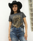 Women's Cotton American Legend Graphic Print Black T-shirt