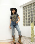 Women's Cotton American Legend Graphic Print Black T-shirt