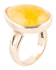 Yellow Quartz and Bronze Drop Ring