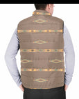 Light Brown Aztec Men's Puffy Vest
