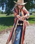 Southwestern Aztec Long Shirt Dress Duster