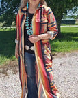 Southwestern Aztec Long Shirt Dress Duster