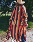 Southwestern Aztec Long Shirt Dress Duster