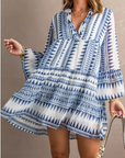 Ayleen V neck Flare Half Sleeve Ruffle Swing Mini Dress