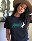 Spirited Horse Black Graphic Tee Shirt - Bourbon Cowgirl