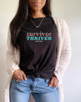 Survivor Thriver Black Graphic Tee Shirt - Bourbon Cowgirl