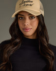 Bourbon Cowgirl Embroidered Foam Trucker Hat - Tan