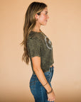 The Rodeo Retro Cropped Tee in Olive