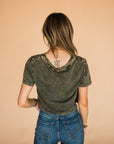 The Rodeo Retro Cropped Tee in Olive