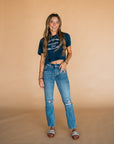 The Rodeo Retro Cropped Tee in Navy