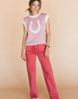 The Woven Horseshoe Sweater Vest in Pink