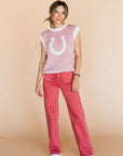 The Woven Horseshoe Sweater Vest in Pink