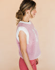 The Woven Horseshoe Sweater Vest in Pink