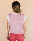 The Woven Horseshoe Sweater Vest in Pink