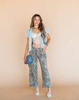 The Beckett Leopard Jean in Light Wash