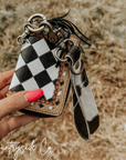 The Sidekick Checkered Mini Wallet Keychain