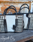 Tinsley Checkered Leather Cowhide Conceal Carry Tote, Computer Bag