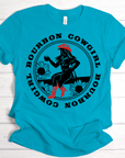 Bourbon Cowgirl Logo Turquoise Tshirt - Bourbon Cowgirl