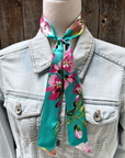 Turquoise and Pink Western Skinny Mini Wild Rag Scarf / Cowgirl Necktie