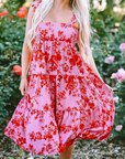 Christina Tie Shoulder Straps Tiered Floral Dress