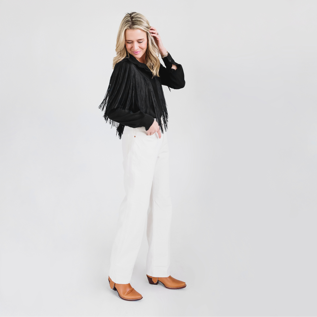 MASON by MASON'S DAUGHTER | Loretta Western Fringe Top, Black