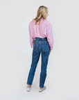 MASON'S DAUGHTER | the Cropped Cuff Boyfriend Shirt, Pink Striped Poplin