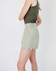 MASON'S DAUGHTER | Scallop Seersucker Shorts, Olive & Ivory
