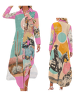 Baha Ranch Retro Pop Western Desert Cowboy Button Up Shirt Dress Duster