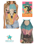 Baha Ranch Bull Skull Retro Pop Western Tank Top