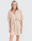 MASON'S DAUGHTER Anna Dress, Burnt Orange and White Striped Poplin