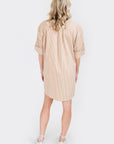 MASON'S DAUGHTER Anna Dress, Burnt Orange and White Striped Poplin