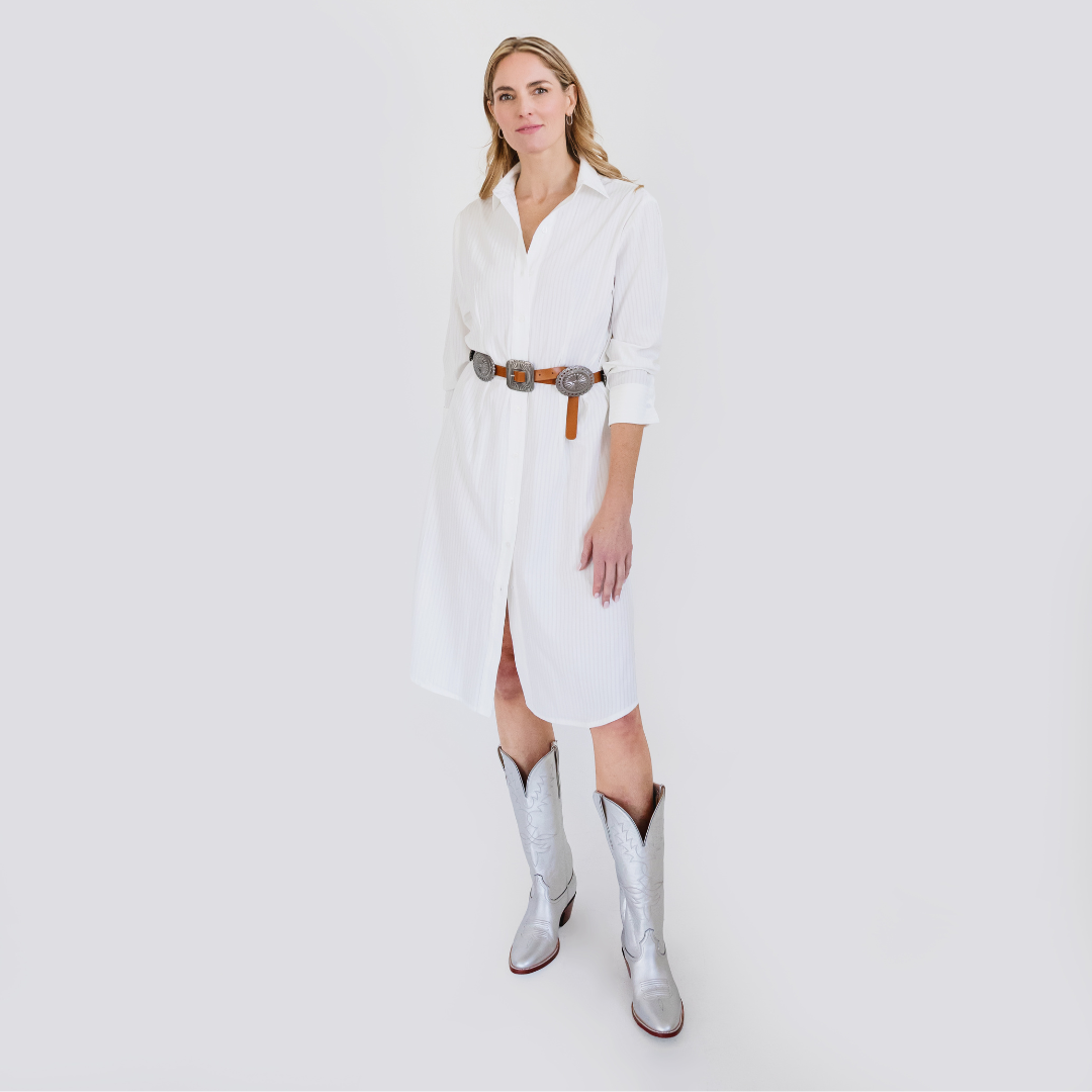 MASON'S DAUGHTER | Sutton Shirtdress, White/Tonal Stripe