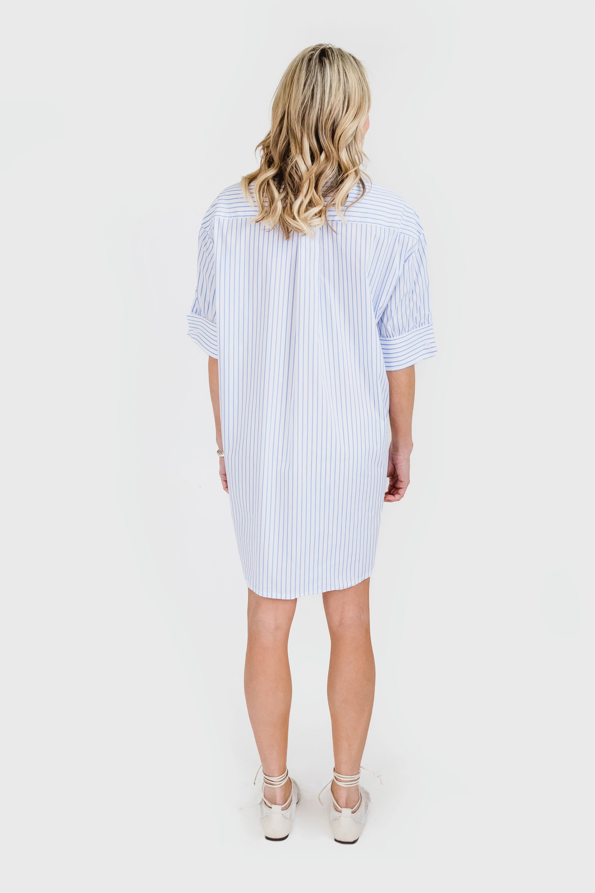 MASON'S DAUGHTER Anna Dress, Blue and White Striped