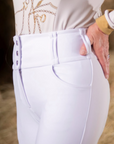 White Silicone grip Show breeches with Belt Loops