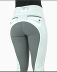 Megan Full Seat Competition Breeches - White with Grey Seat