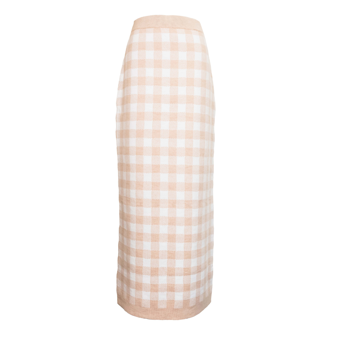 MASON'S DAUGHTER | Stella Knit Skirt, Blush Gingham