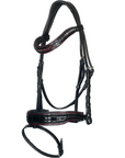 The Hayworth - Black Patent Snaffle with Burgundy Patent Piping & Removable Flash